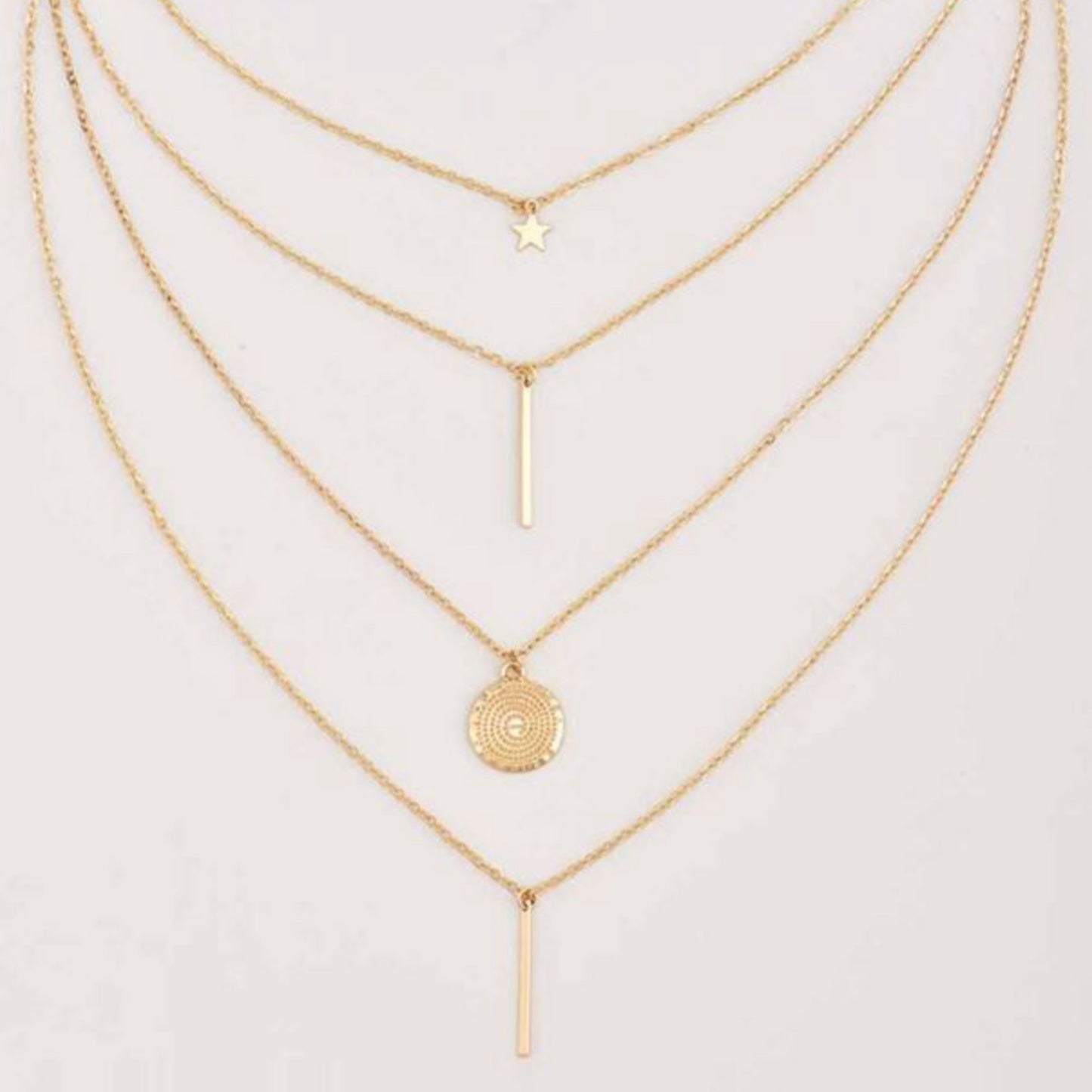 Gold Bohemian Multi-Layered Star Pendant Necklace
