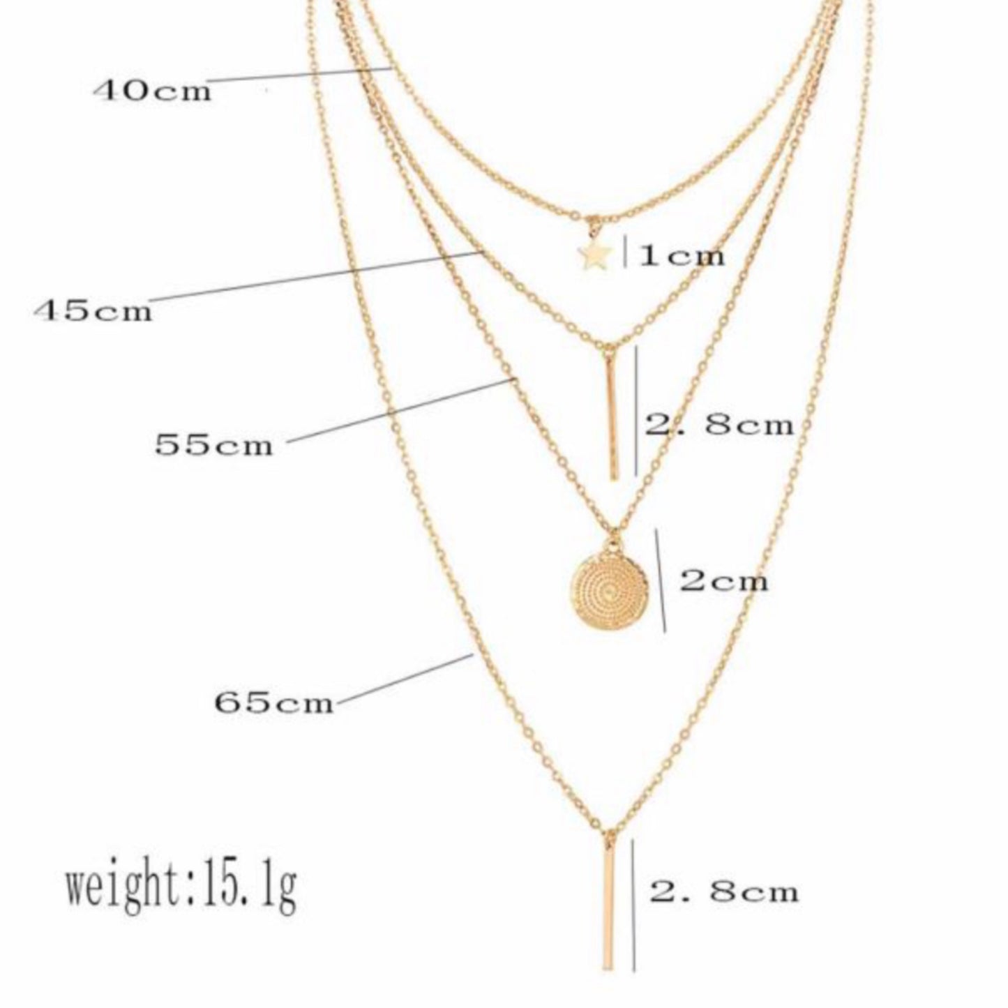 Gold Bohemian Multi-Layered Star Pendant Necklace