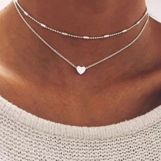 Silver Sweetheart Layered Heart Necklace