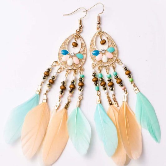 Boho Dream Feather Tassel Earrings