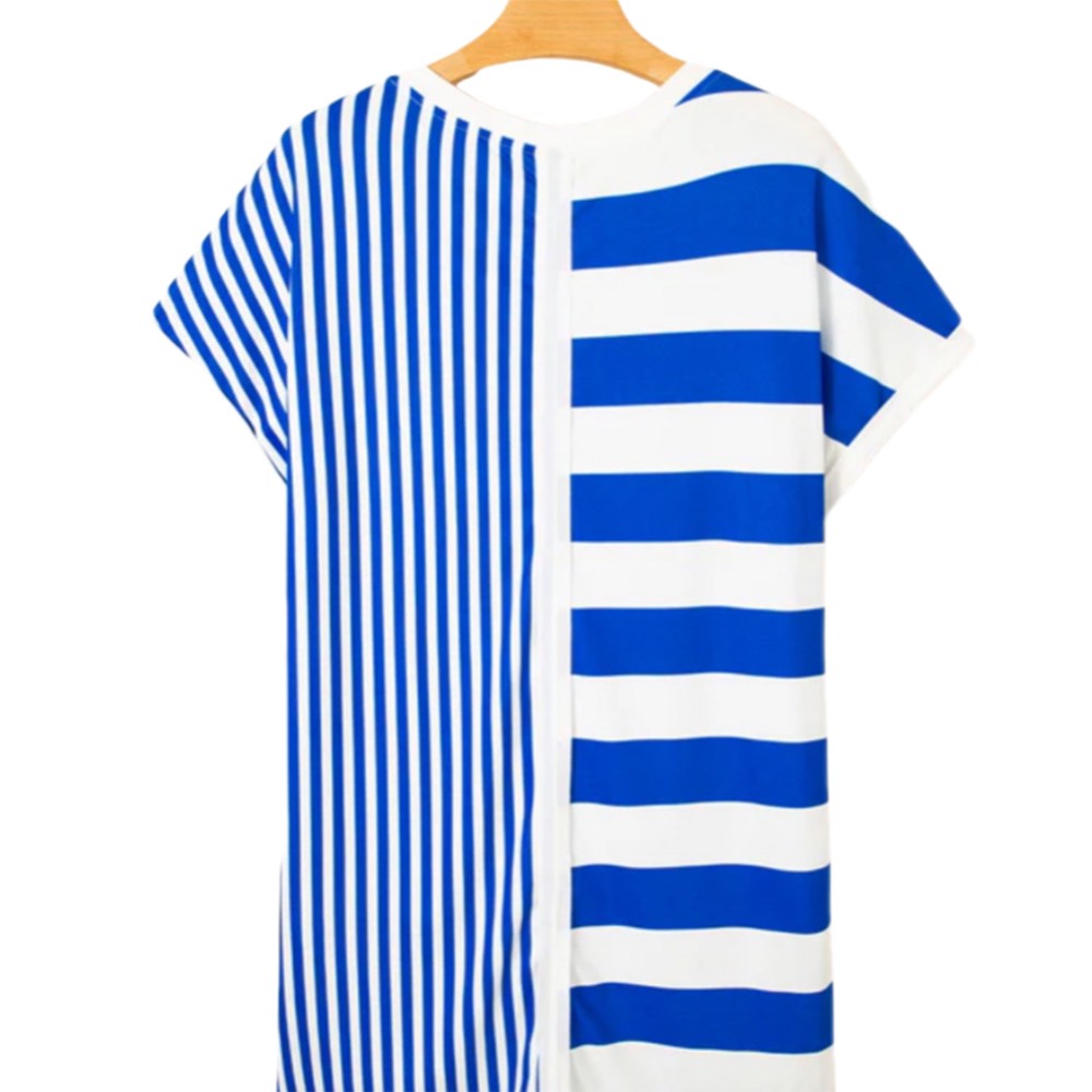 Sky Blue Striped T-Shirt Dress