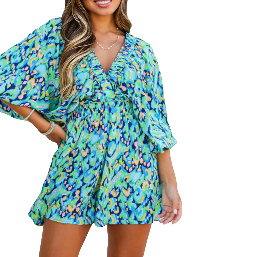 Emerald Vibes High-Waisted Romper
