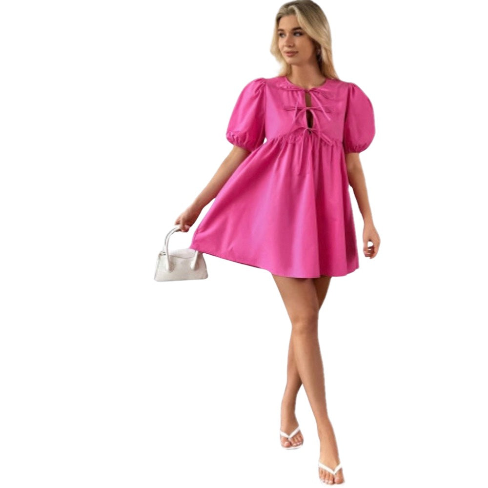 🎁 Rosy Revival Tie Front Mini Dress (100% off)